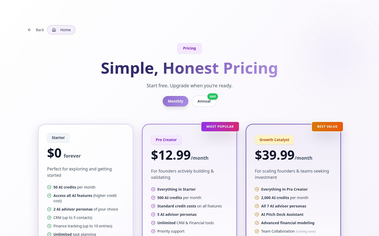 NoviCofounder Pricing