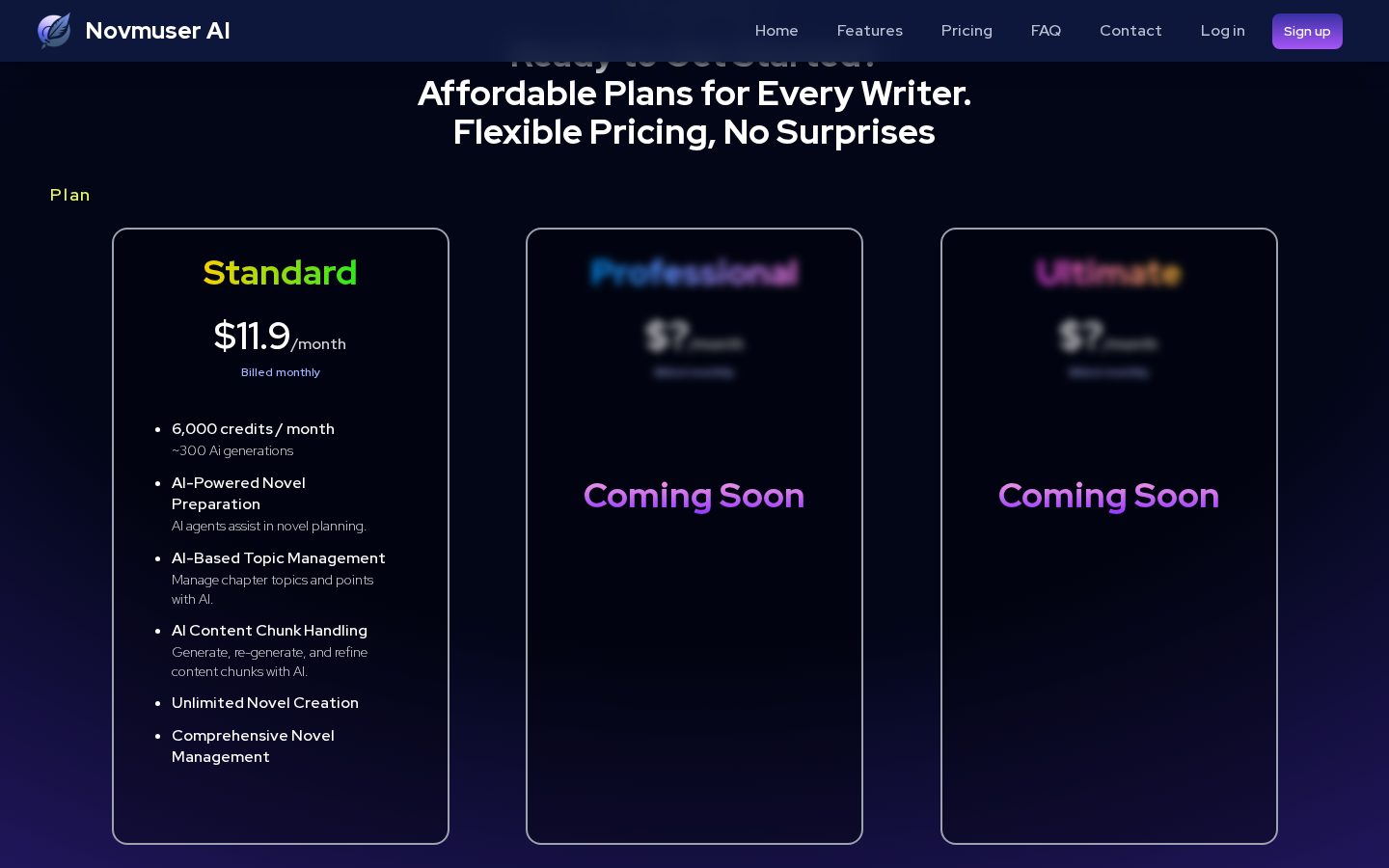 Novmuser AI Pricing