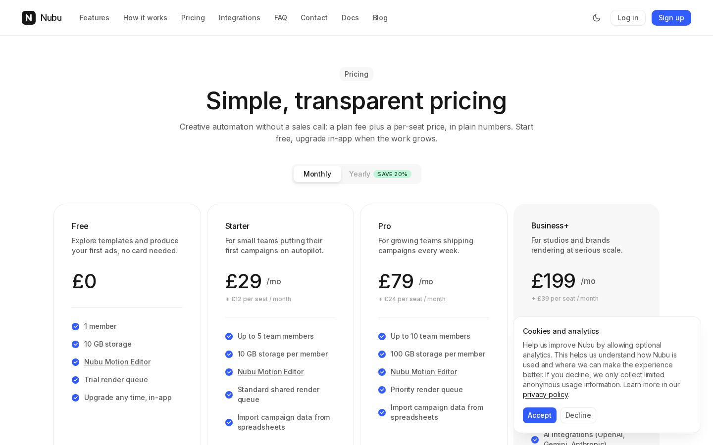 Nubu Pricing