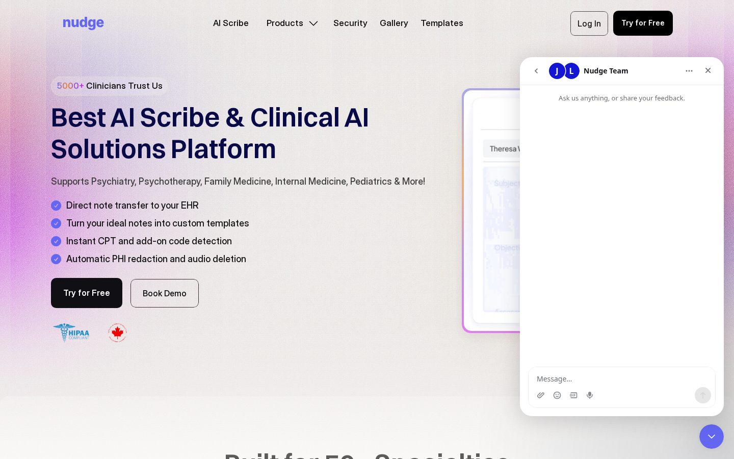 Nudge AI Homepage