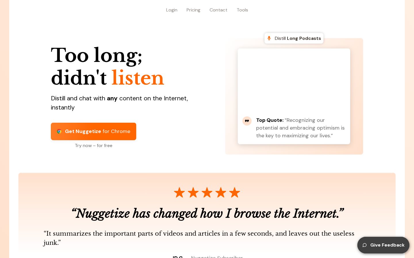 Nuggetize Homepage