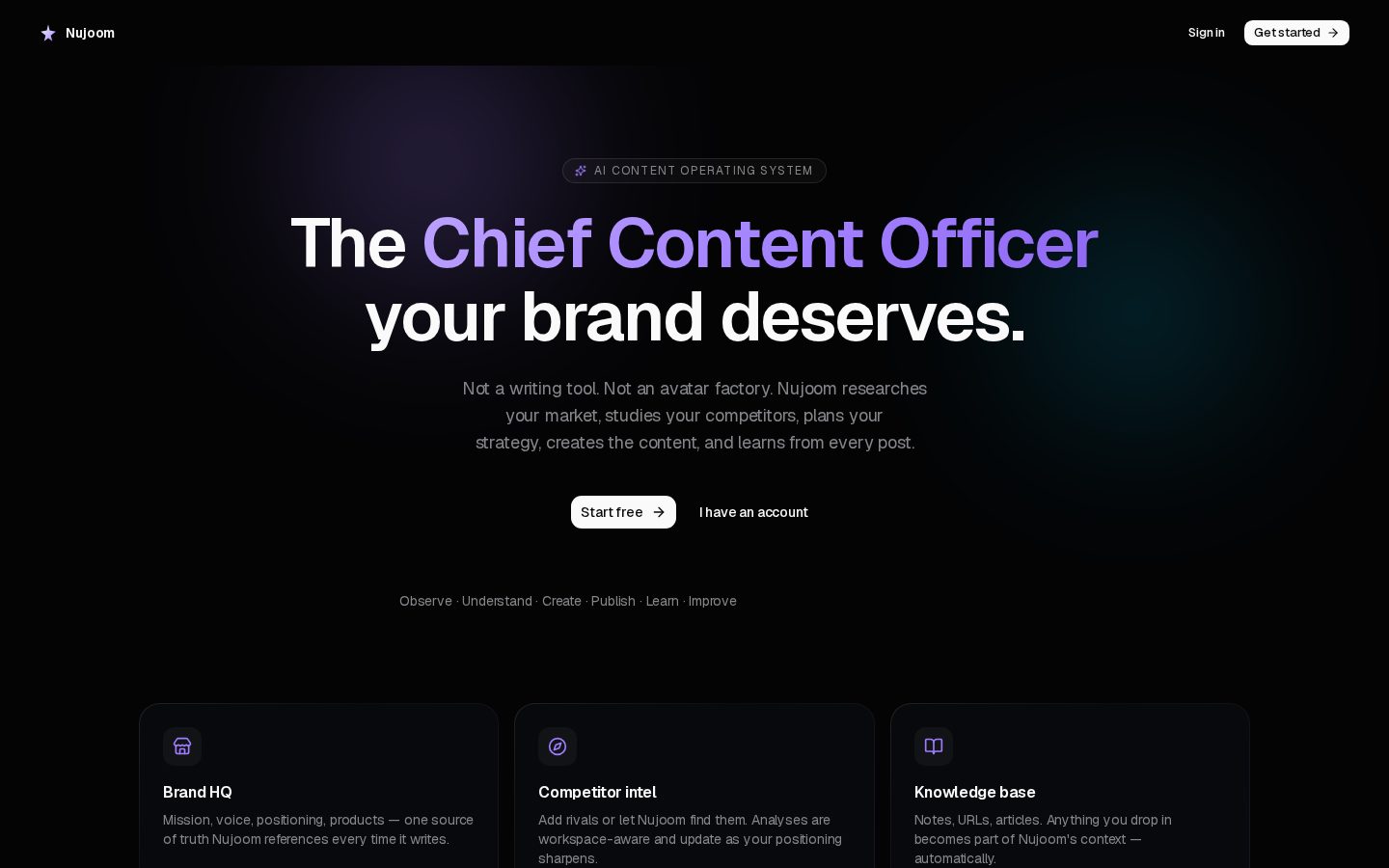 Nujoom AI Homepage