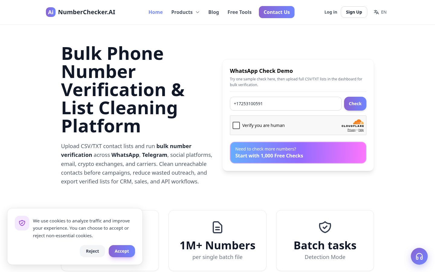 numberchecker.ai Homepage