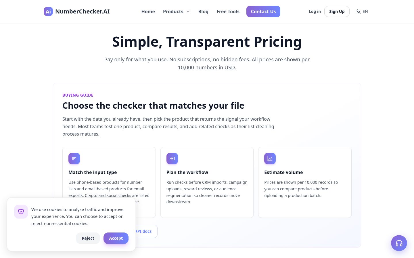 numberchecker.ai Pricing