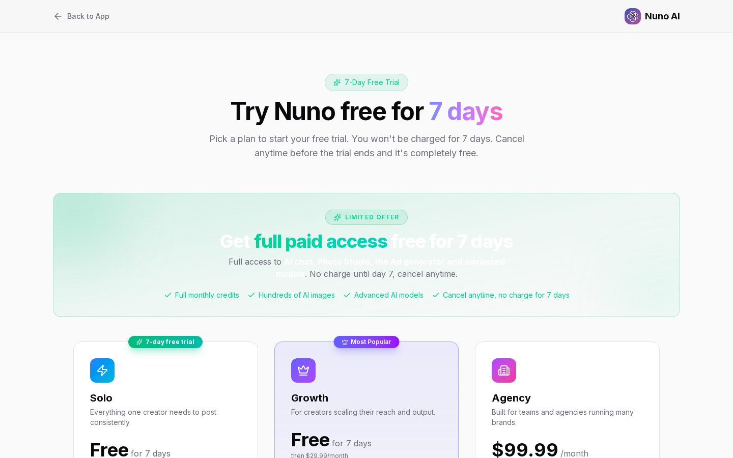 Nuno AI Pricing