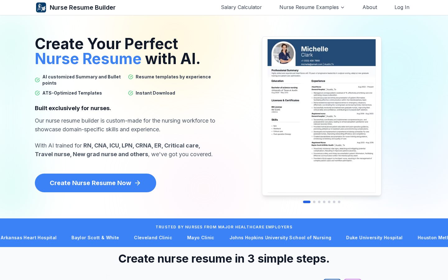 Nurse Resume Builder Homepage