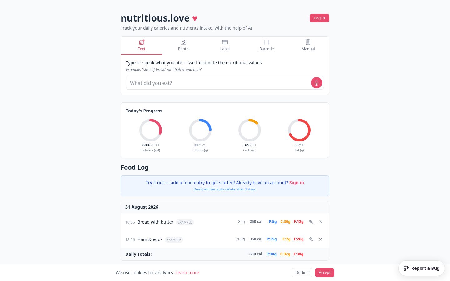 nutritious.love Homepage