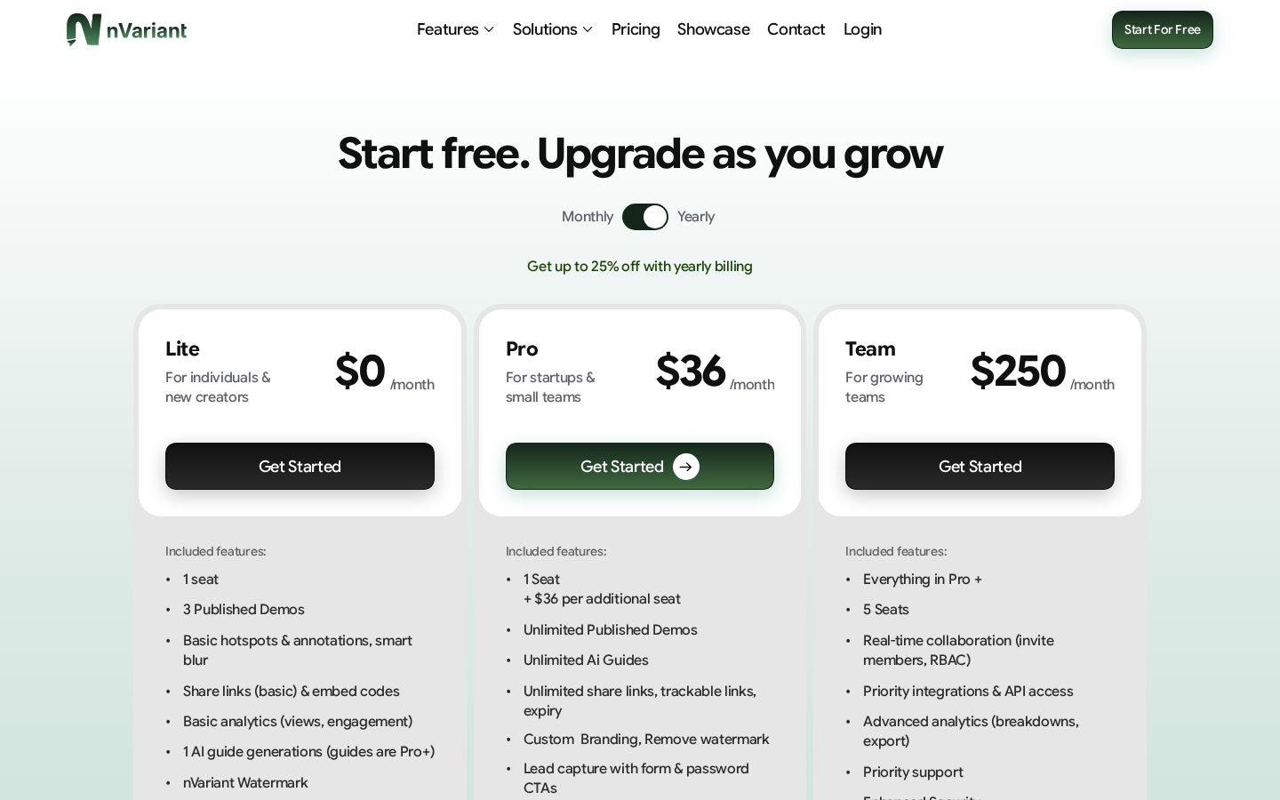 nVariant Pricing