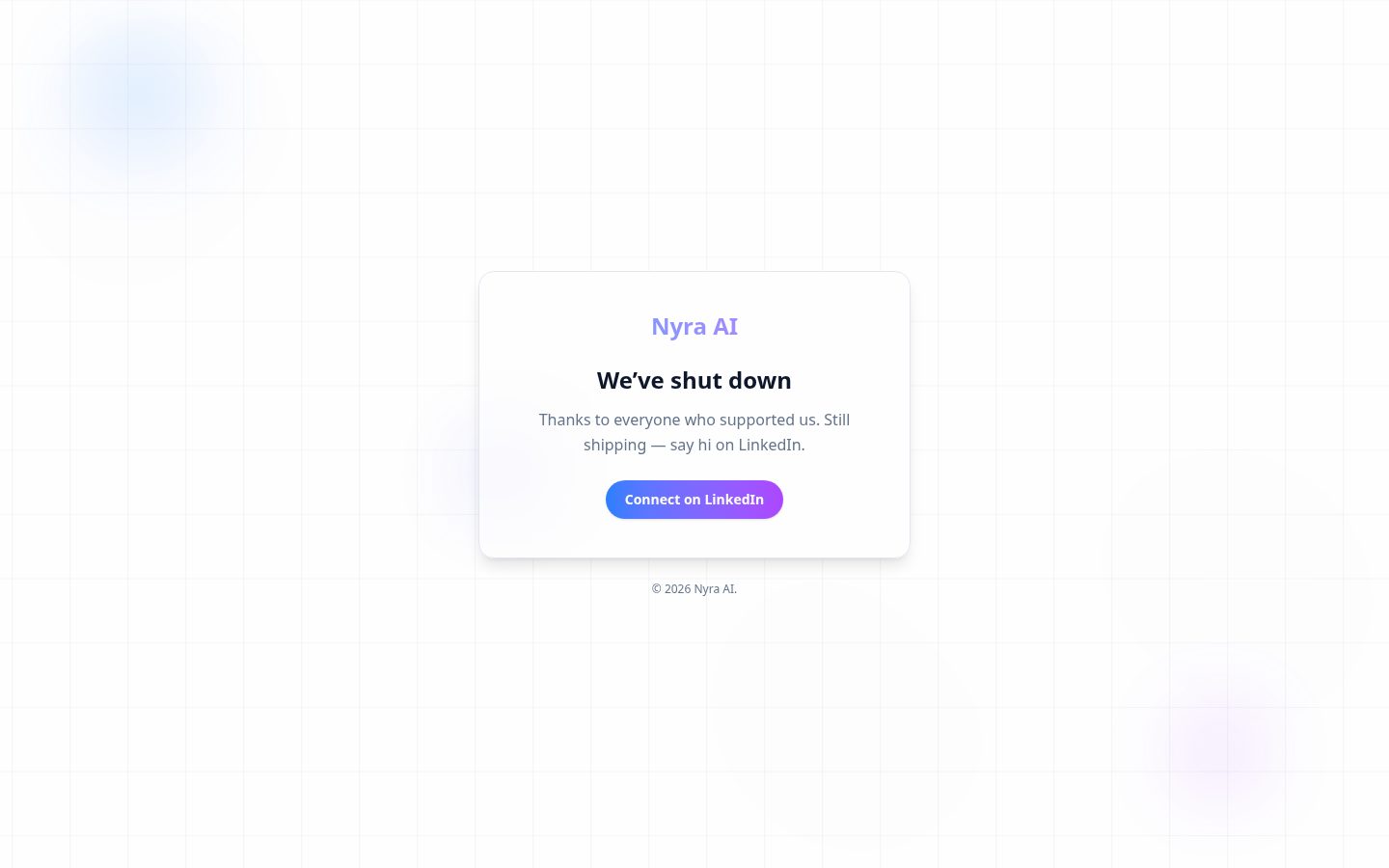 Nyra AI Homepage