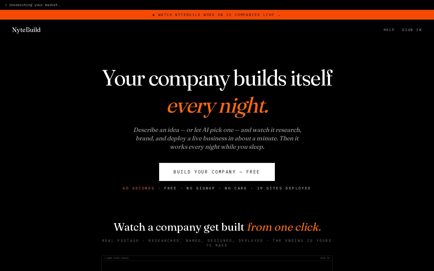 NyteBuild Homepage