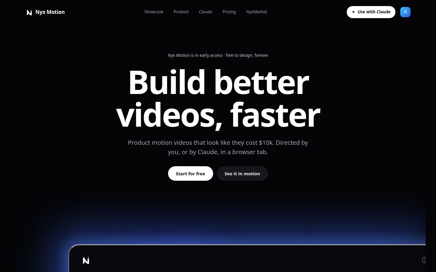 Nyx Motion Homepage