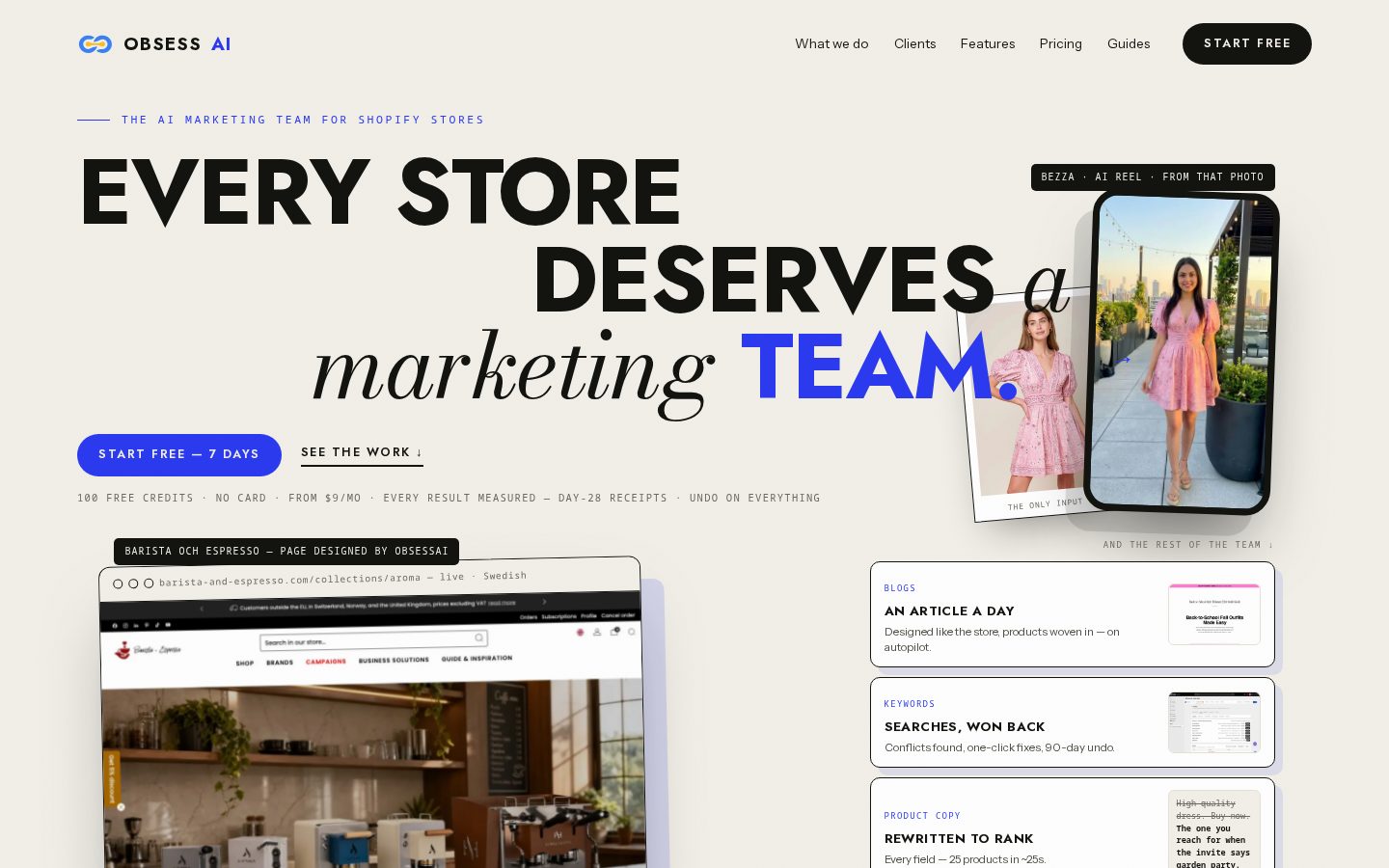 Obsess AI Homepage