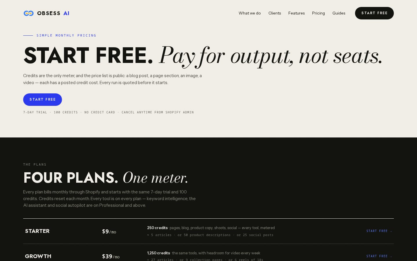Obsess AI Pricing