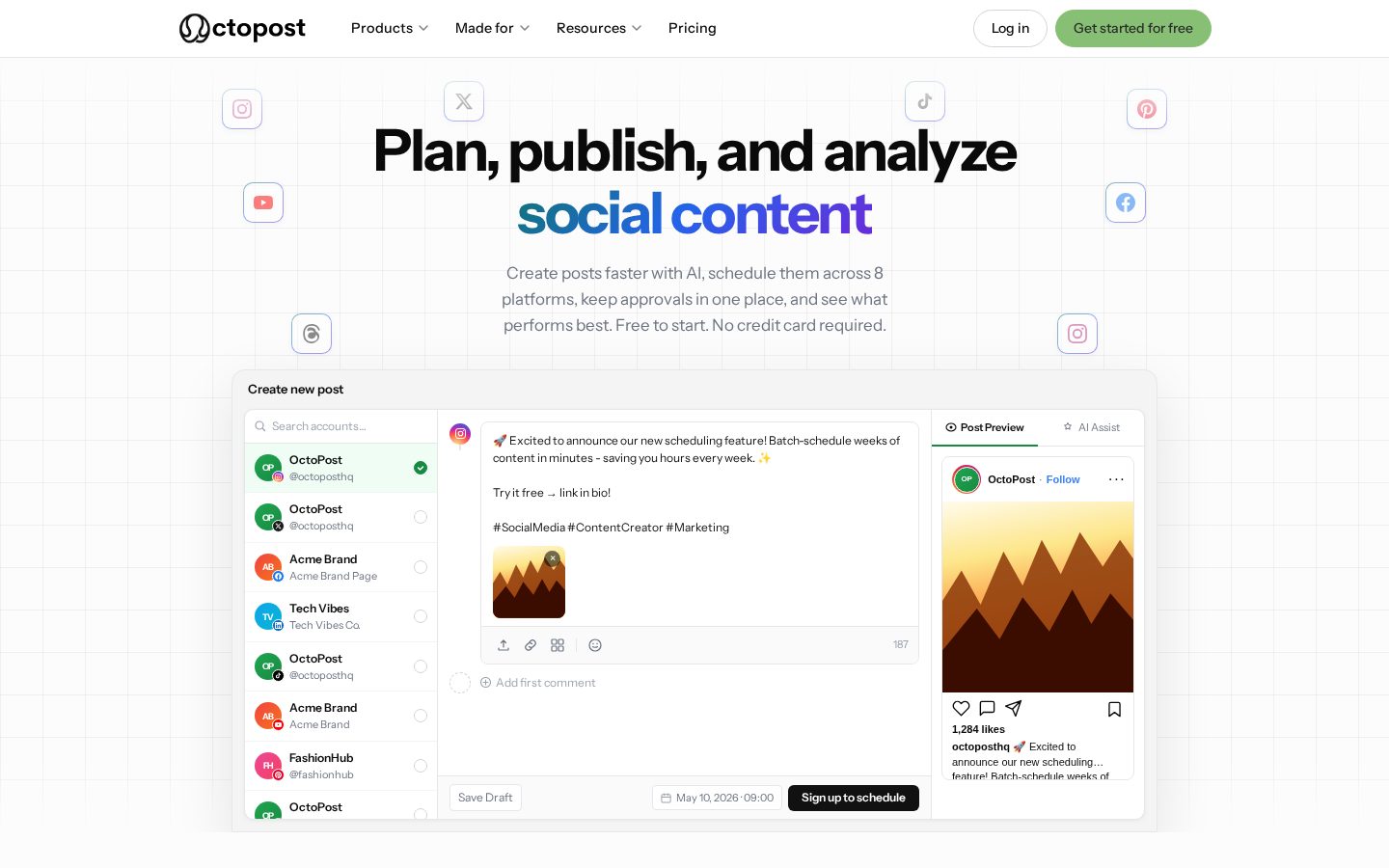 Octopost.ai Homepage