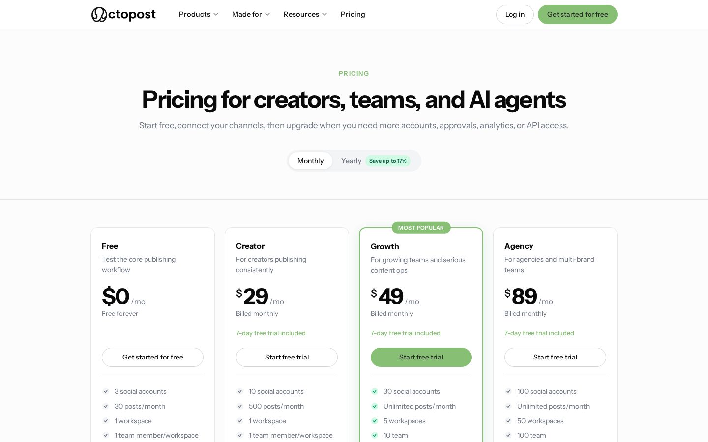 Octopost.ai Pricing
