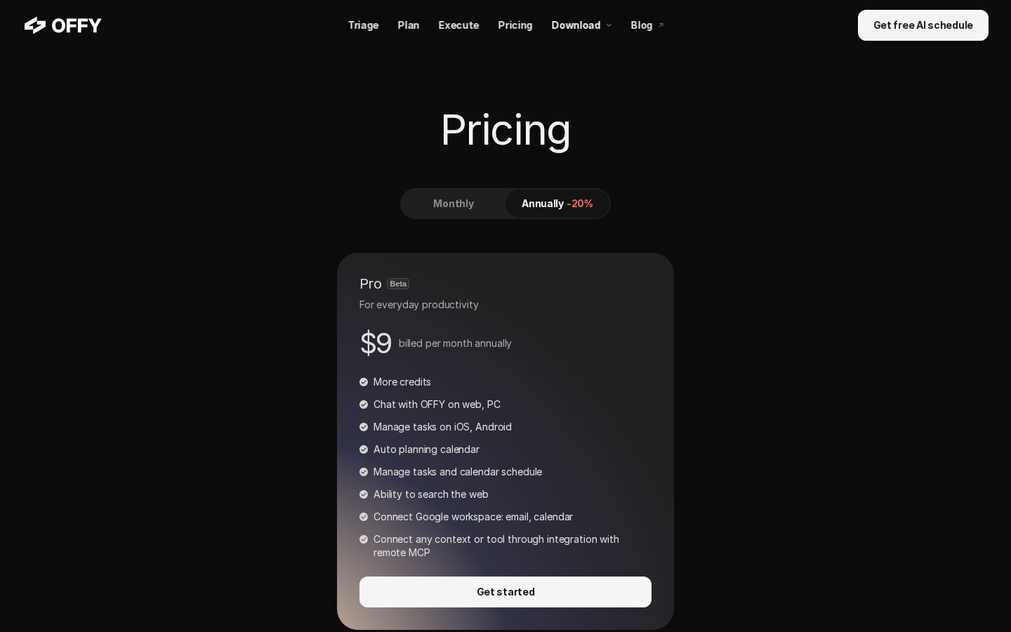 OFFY Pricing