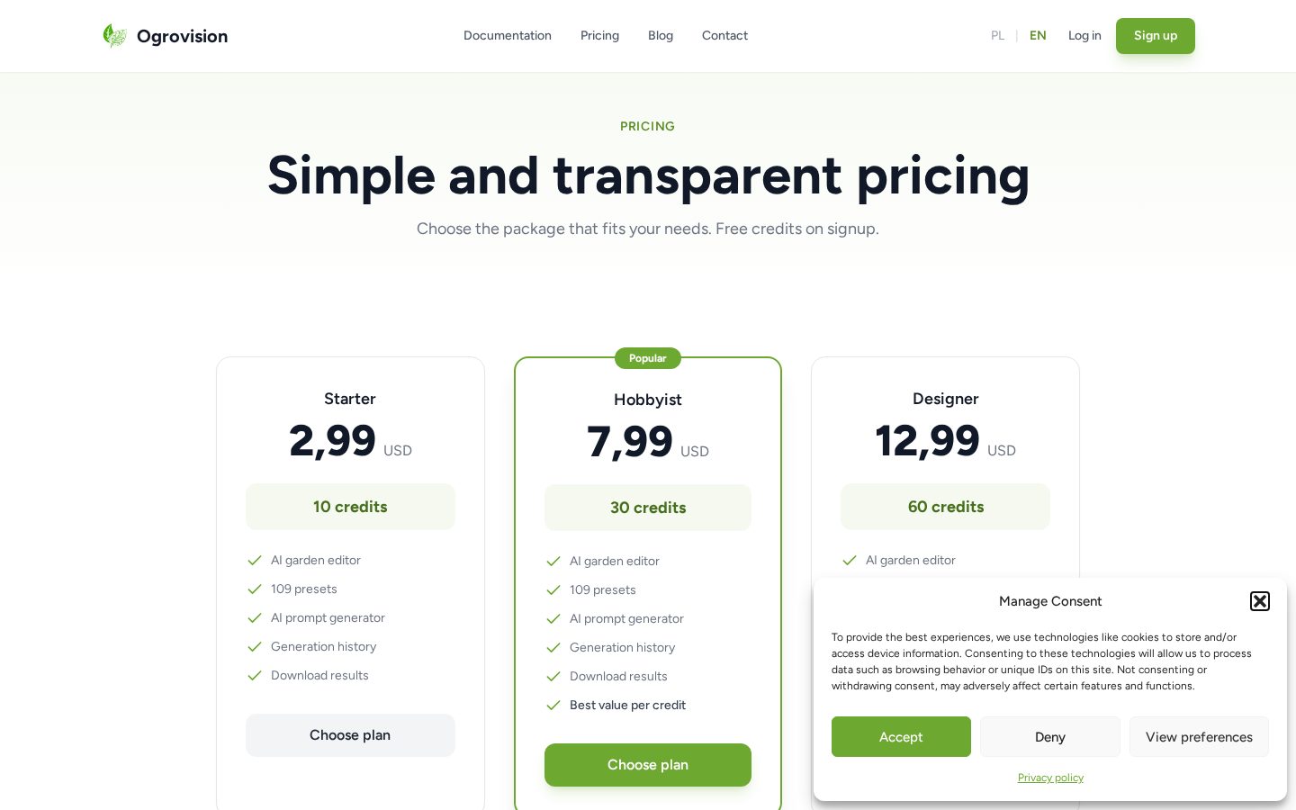 Ogrovision Pricing