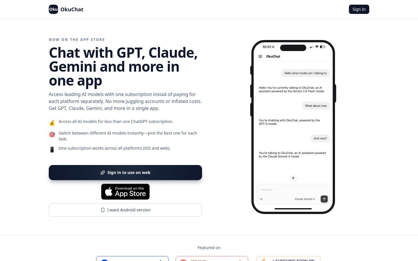OkuChat Homepage