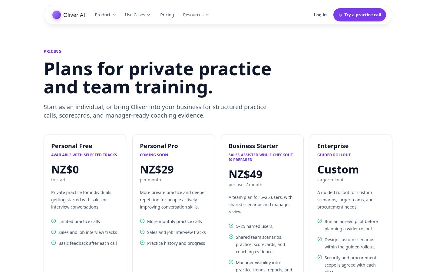Oliver AI Pricing