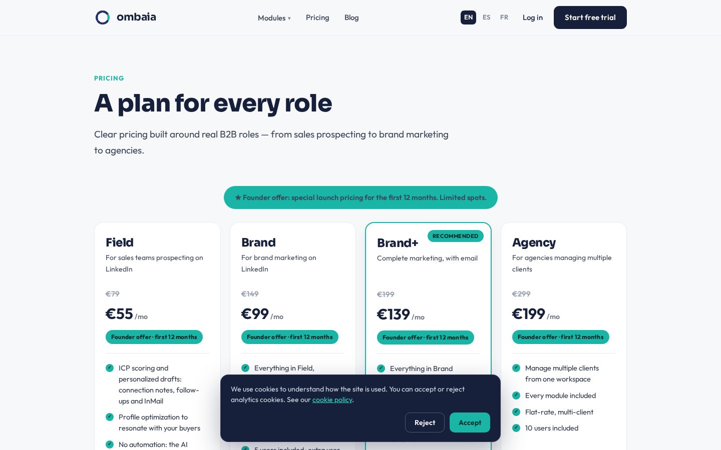 Ombaia Pricing