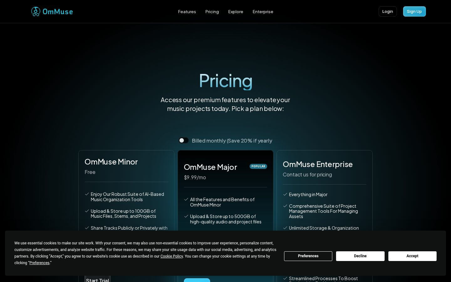 OmMuse Pricing