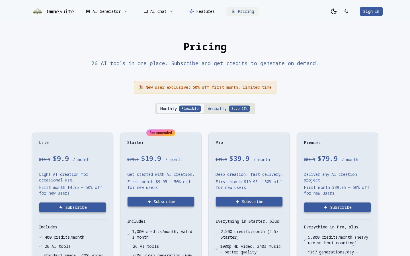 OmneSuite Pricing