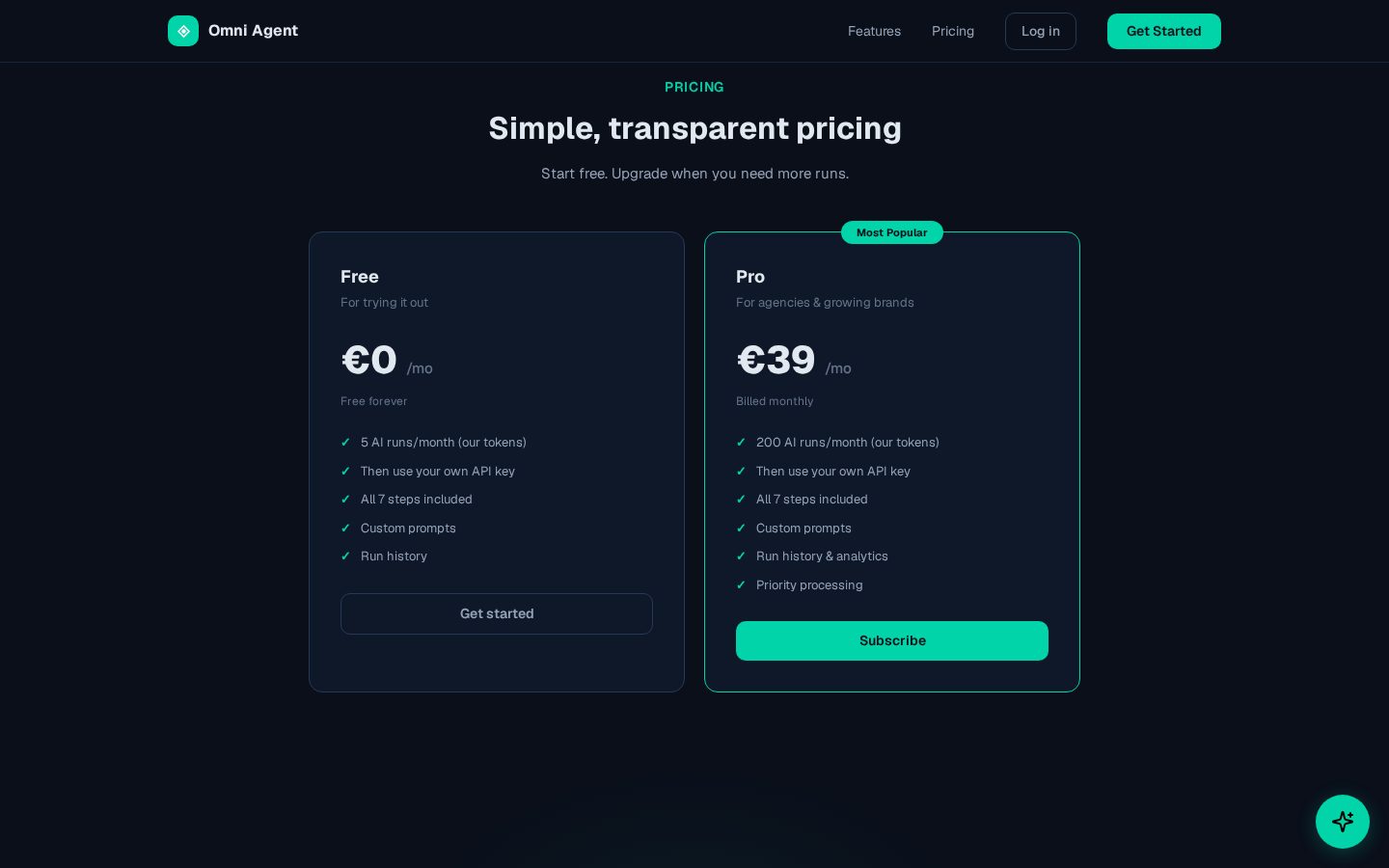 Omni Agent Pricing