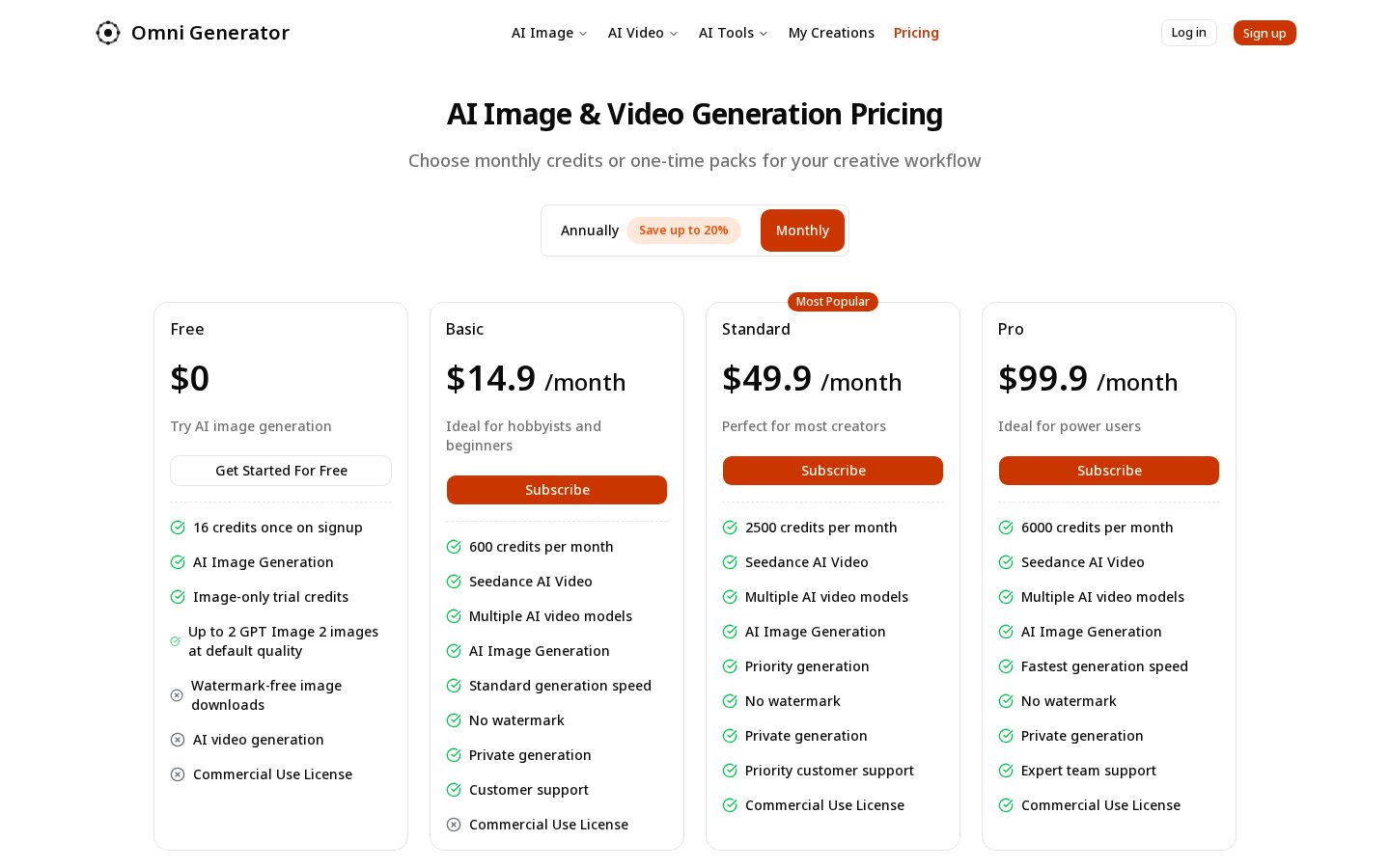 Omni Generator Pricing