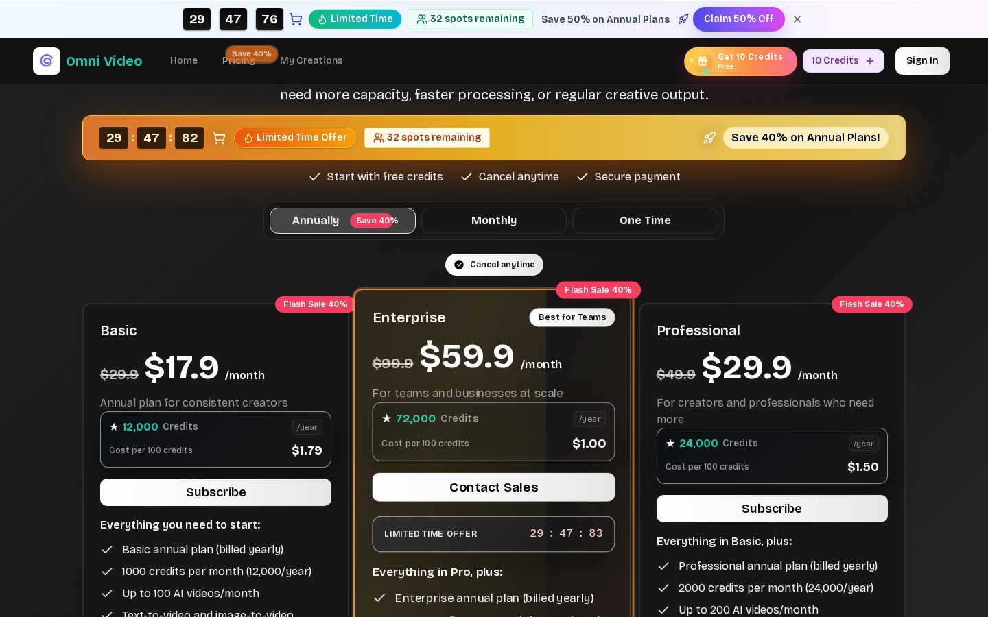 Omni Video Pricing