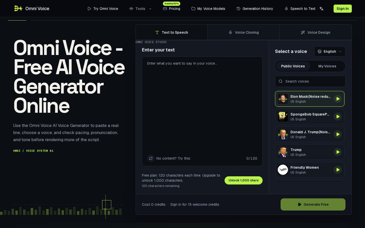 Omni Voice Homepage