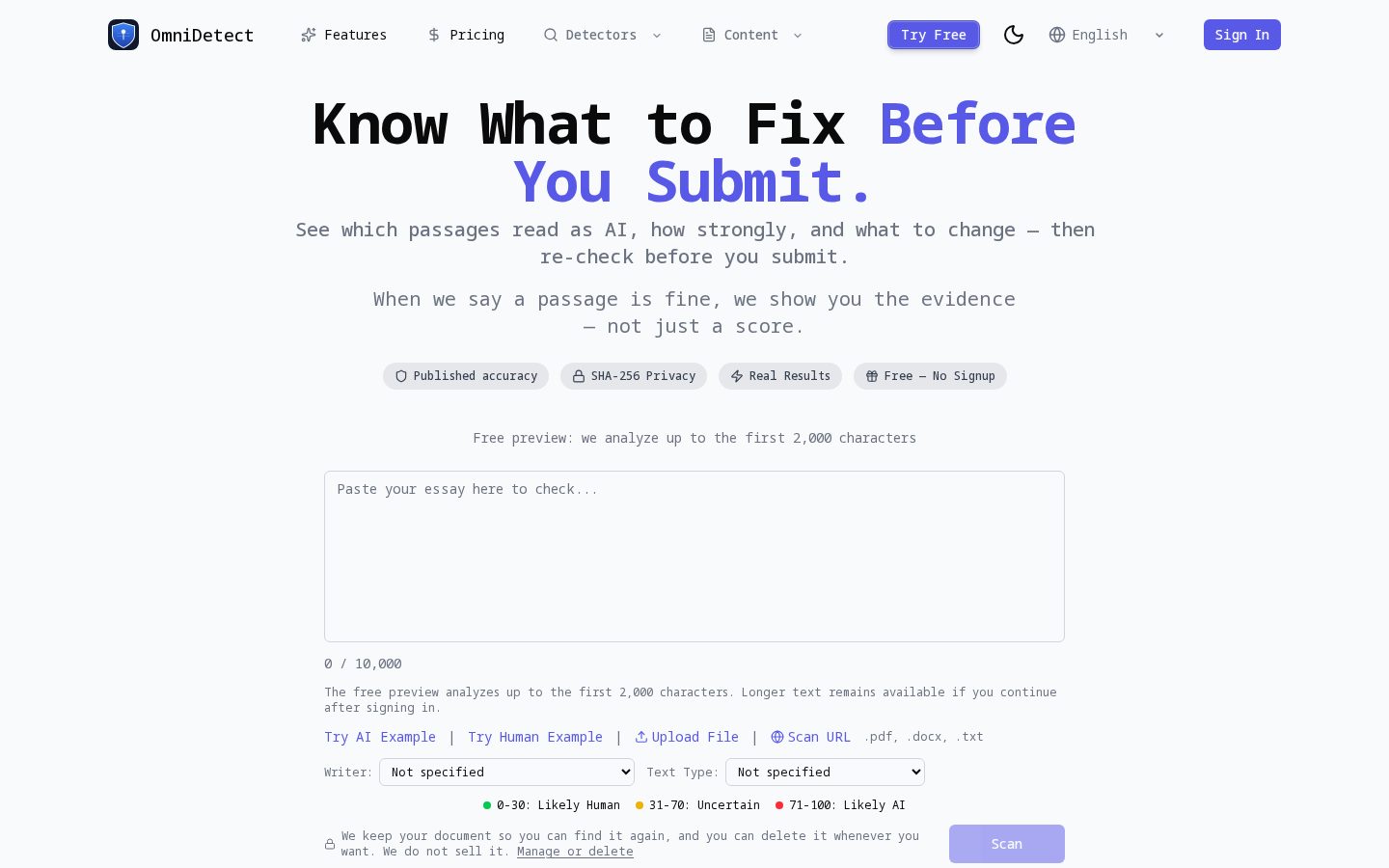 OmniDetect Homepage
