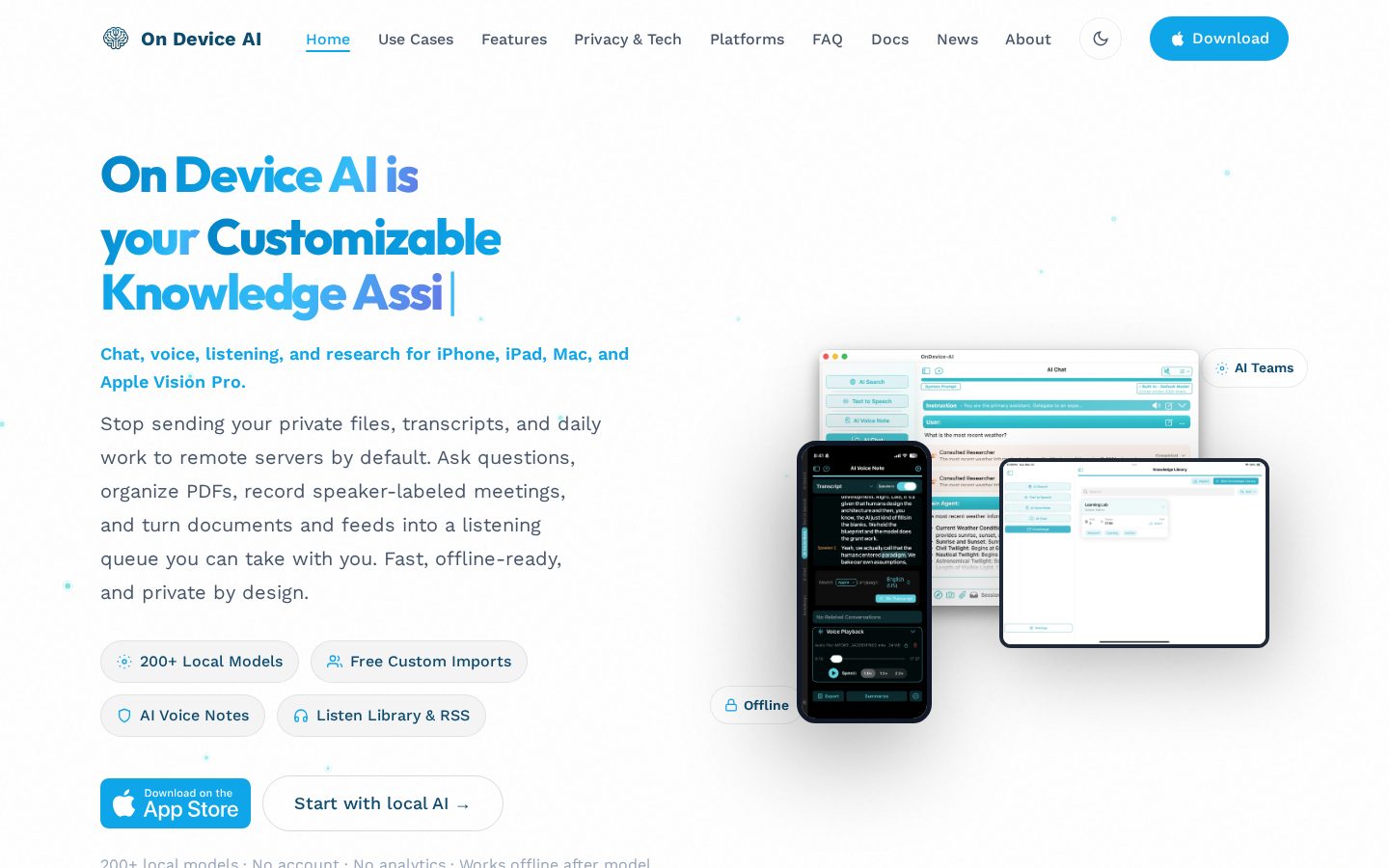 On Device AI App Homepage