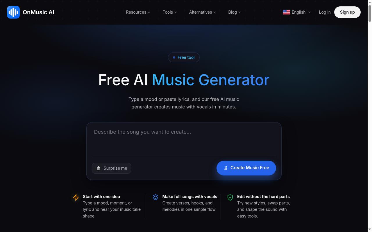 On Music AI Homepage