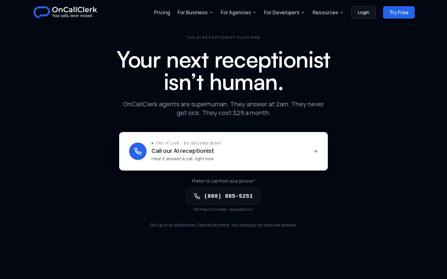 OnCallClerk Homepage