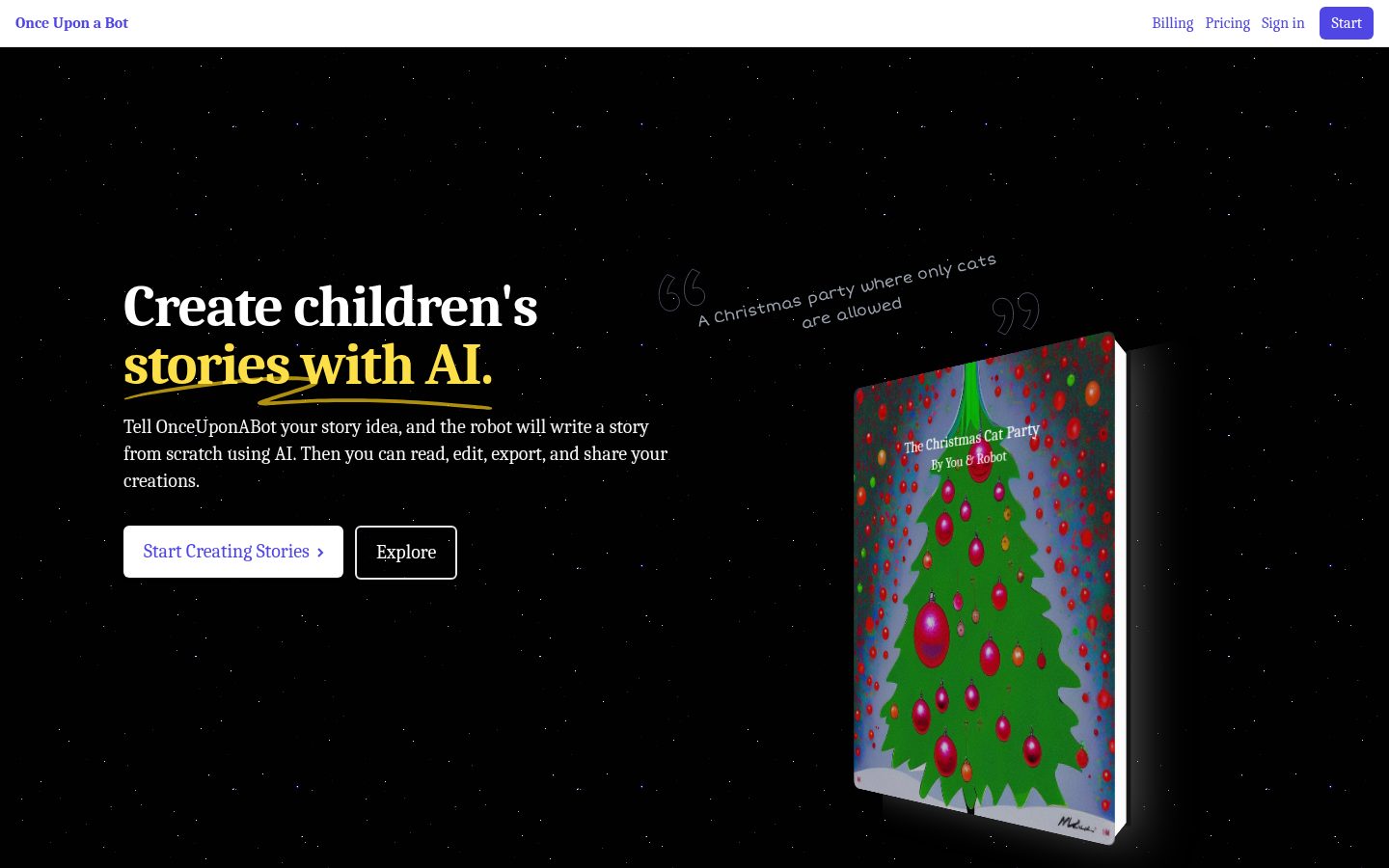 Once Upon a Bot Homepage