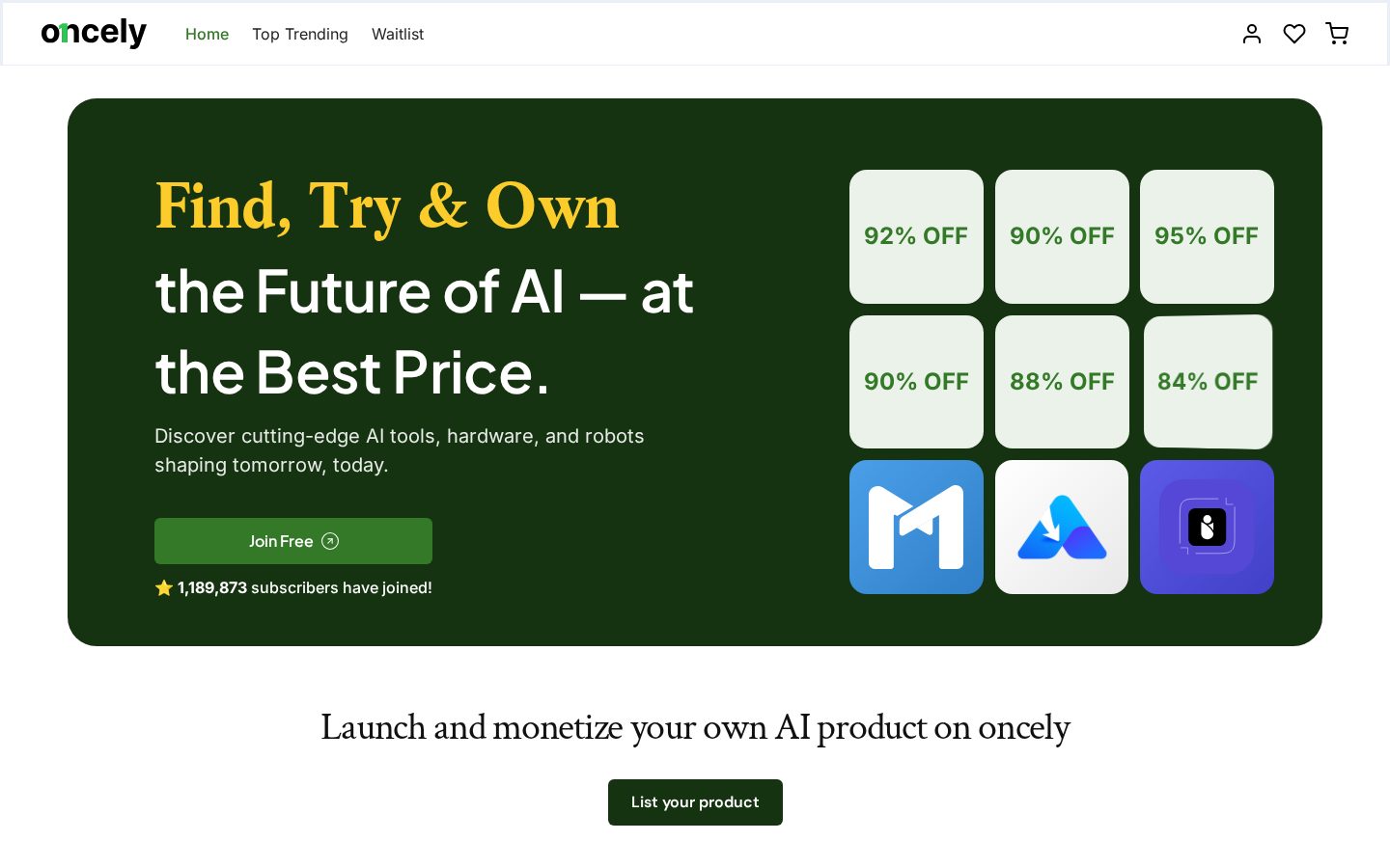 Oncely Homepage