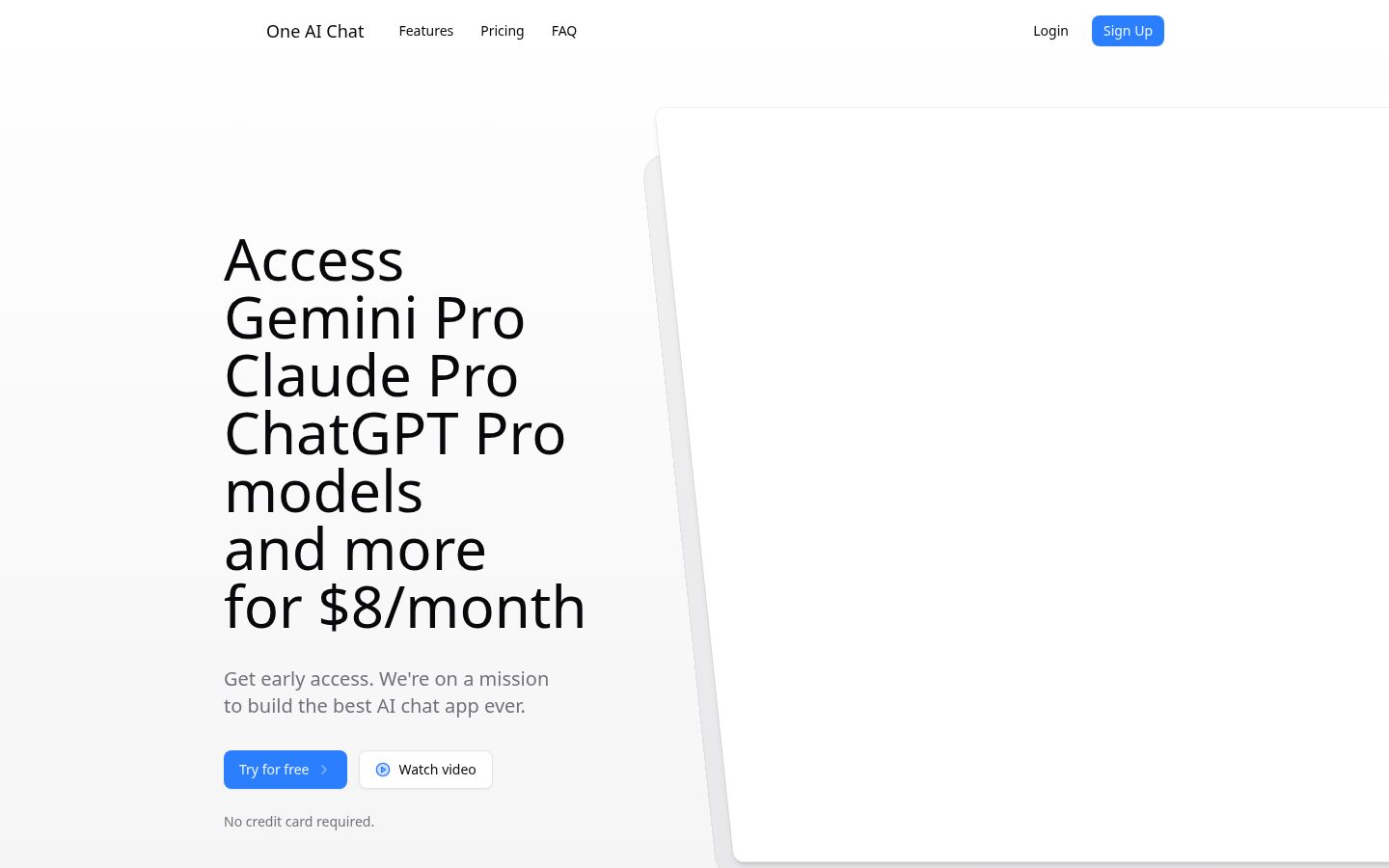 One AI Chat Homepage