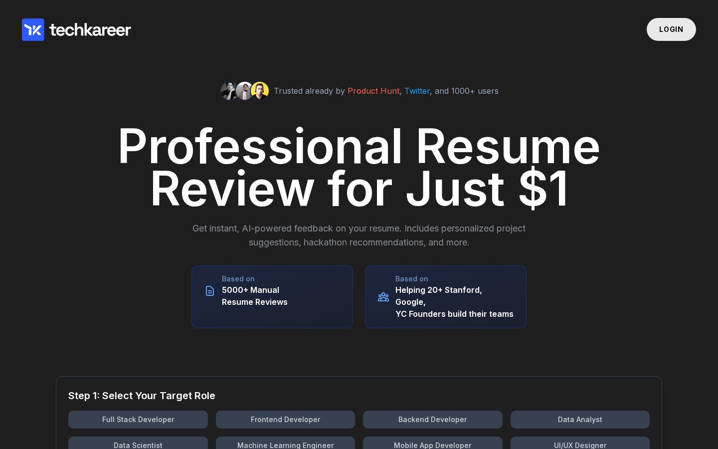One Dollar Resume Review Homepage