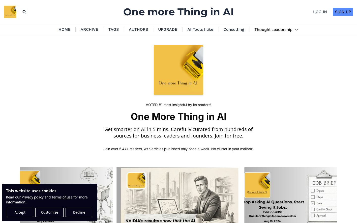One More Thing in AI Newsletter. Homepage