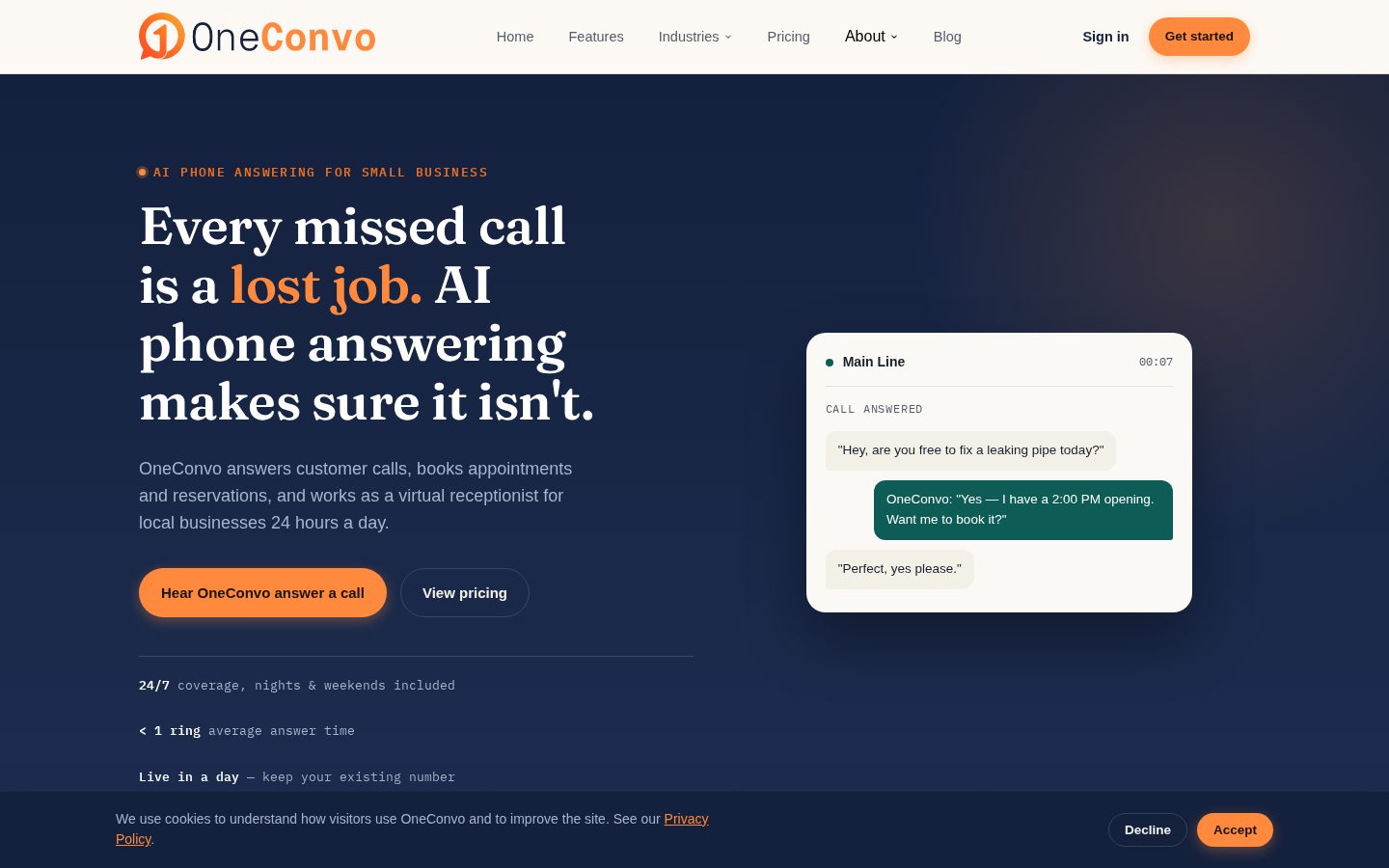 OneConvo Homepage