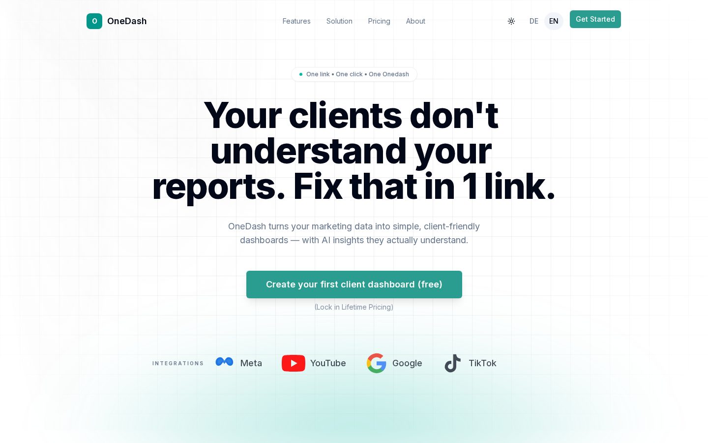 OneDash Homepage