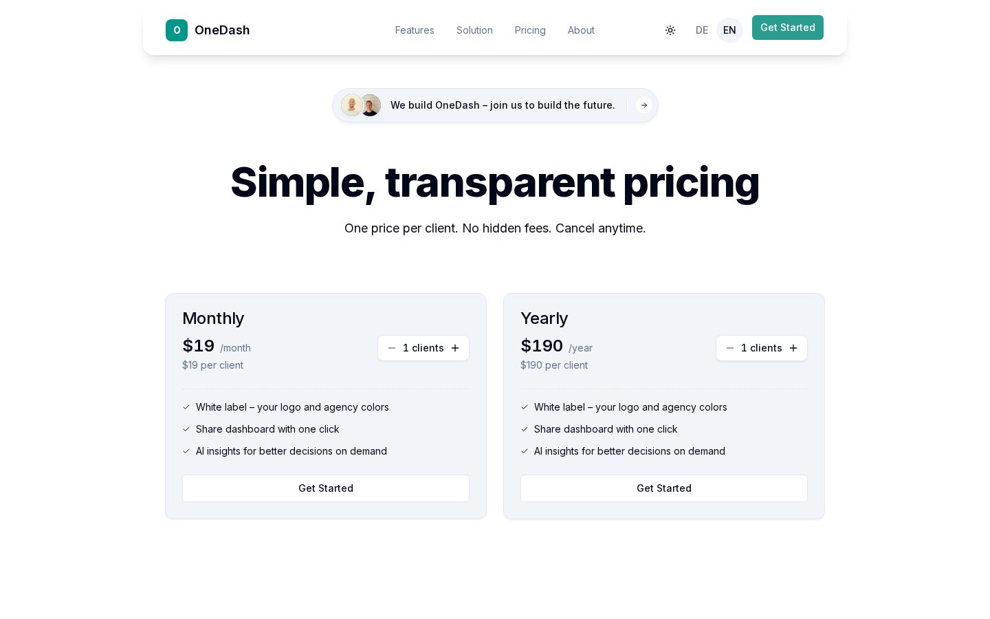 OneDash Pricing