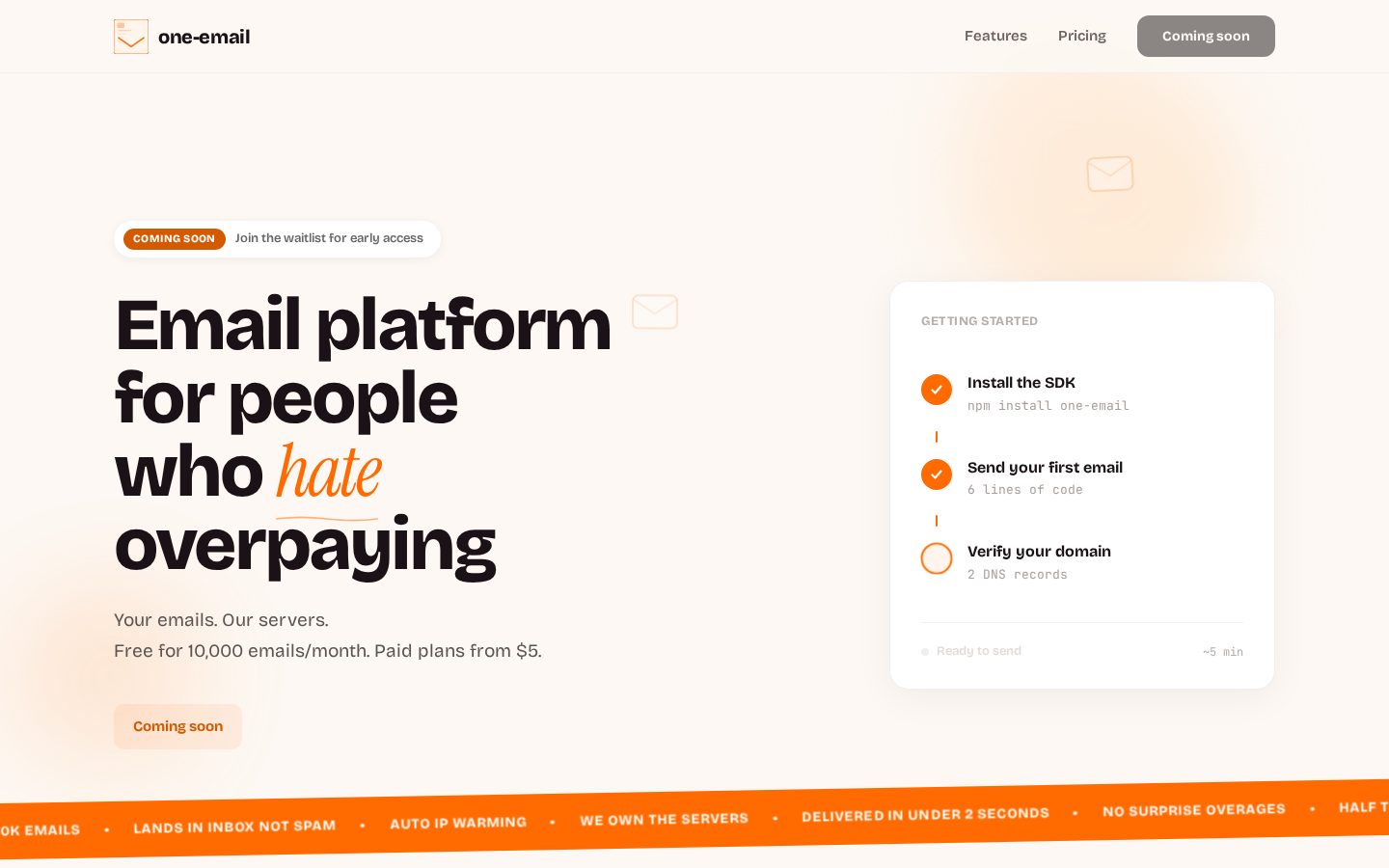 one.email Pricing
