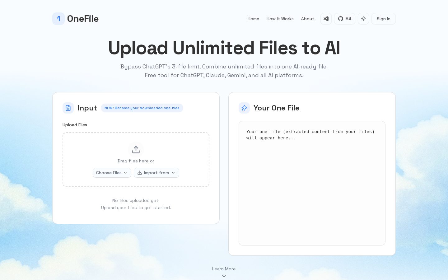 OneFile Homepage