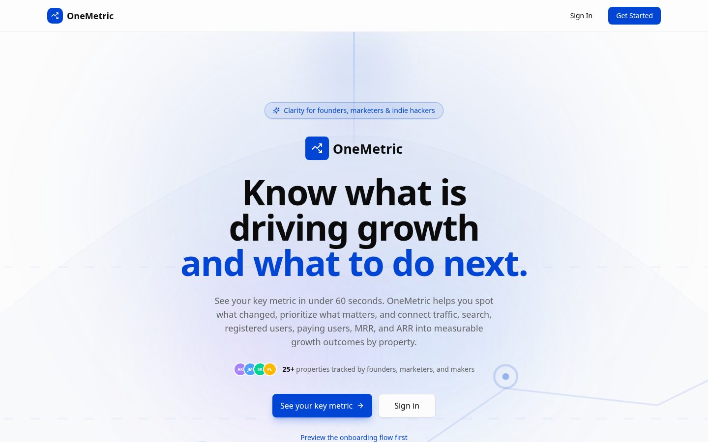 OneMetric Homepage
