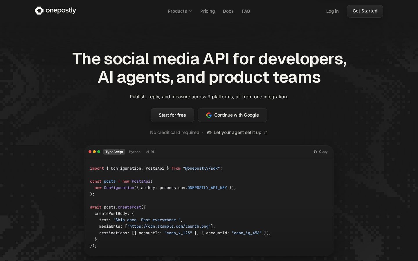 Onepostly Homepage