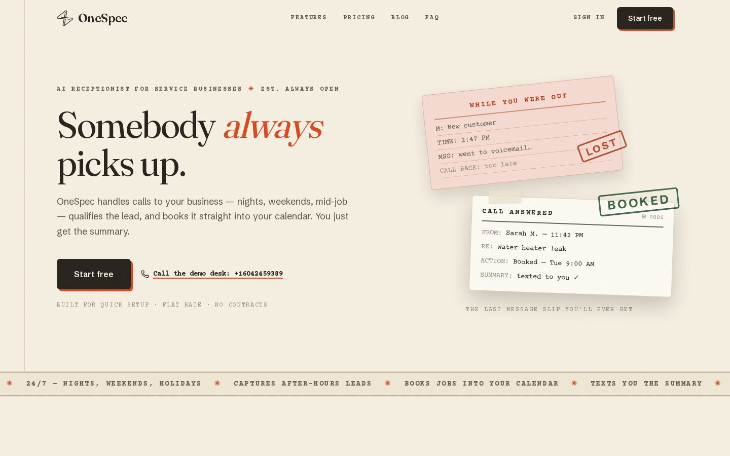 OneSpec Homepage