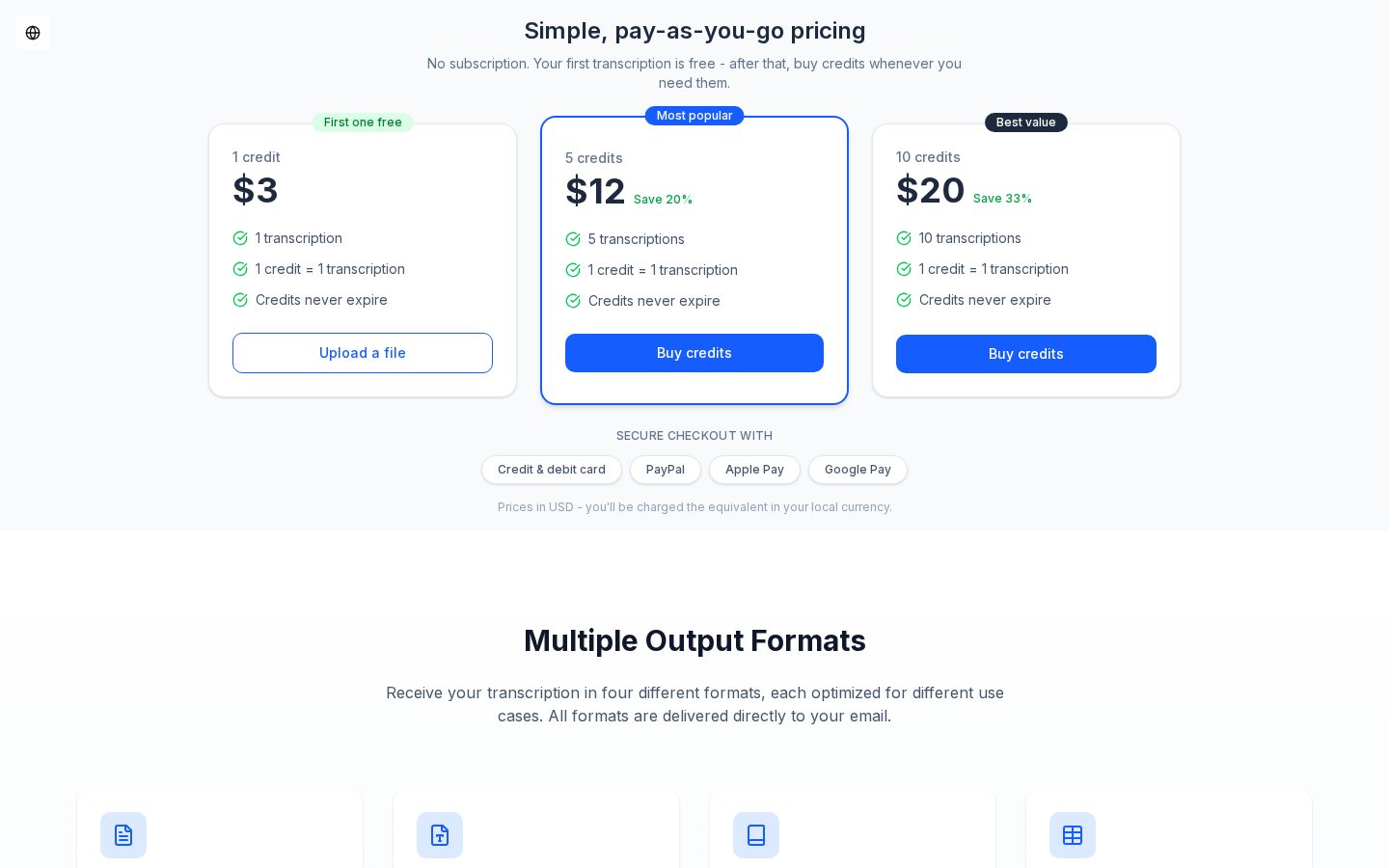 OneStepTranscribe Pricing