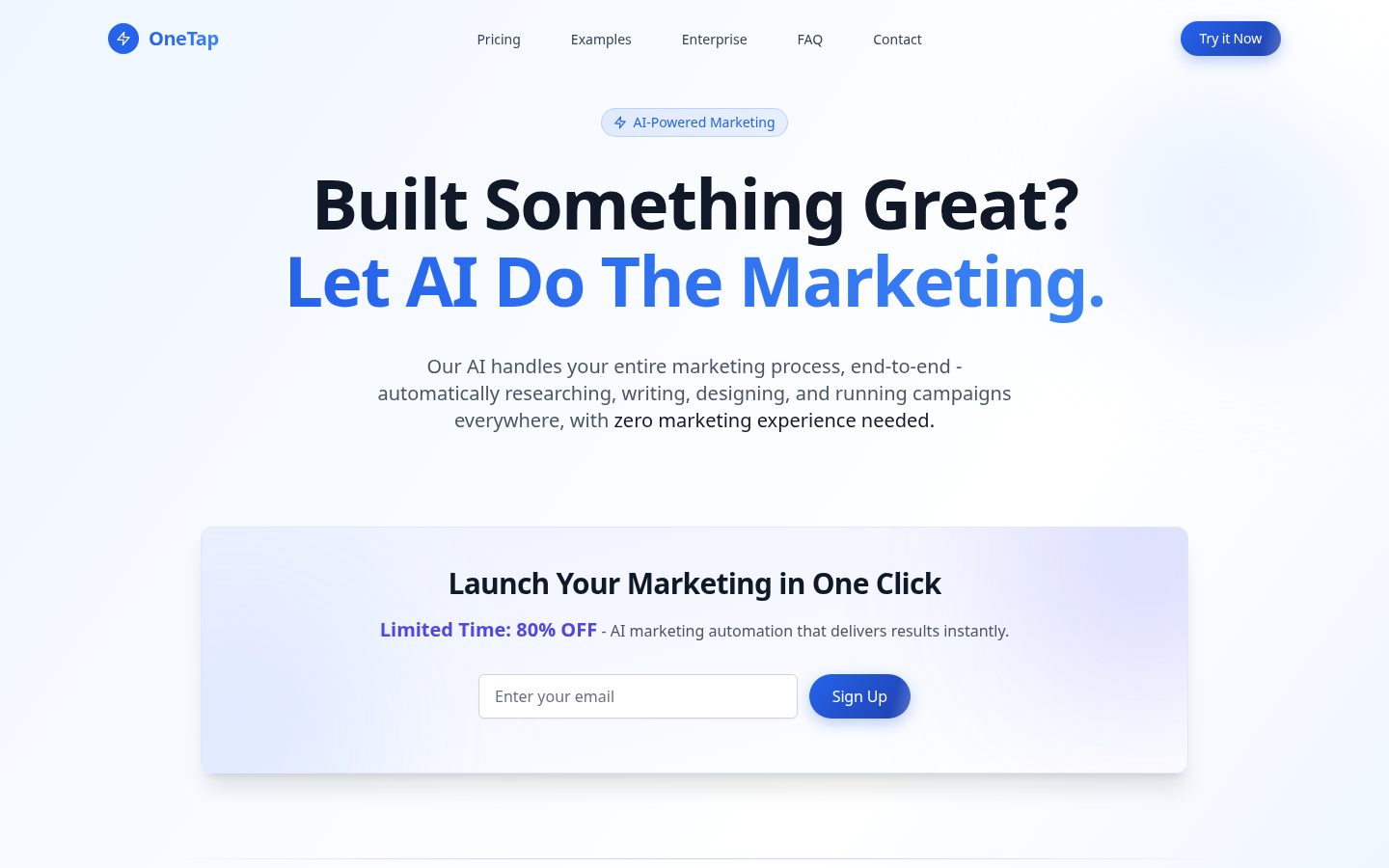 OneTap Marketing Homepage