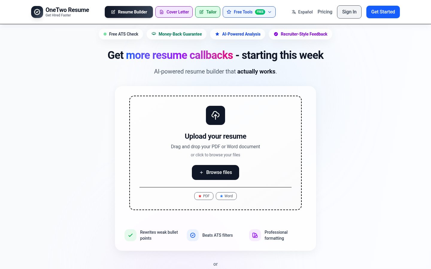 OneTwo Resume Homepage